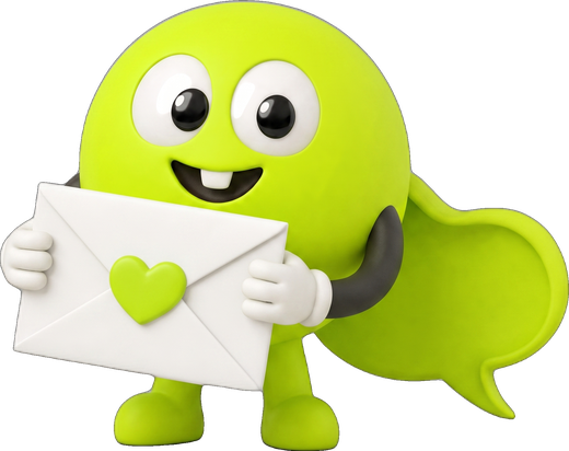 ChatHop mascot holding an envelope