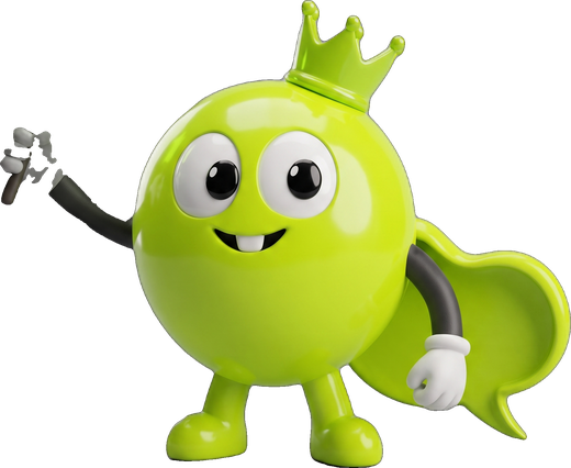 ChatHop mascot wearing a crown holding a glowing star
